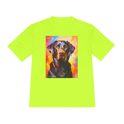 Pup Art Canvas Unisex Moisture Wicking Tee (Chocolate Lab)