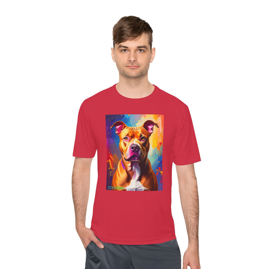 Pup Art Canvas Unisex Moisture Wicking Tee (Pit Bull)