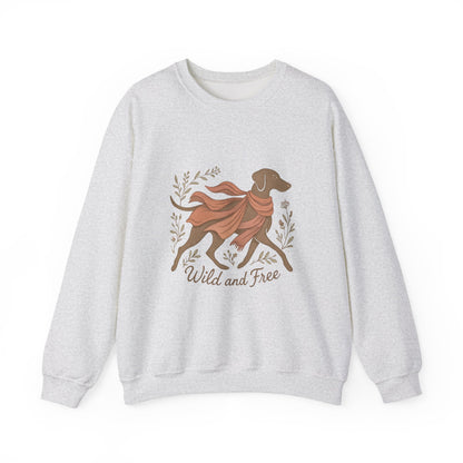 Dogtown Boho Revival "Wild and Free" Unisex Heavy Blend™ Crewneck Sweatshirt (Weimaraner)