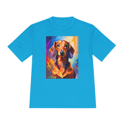 Pup Art Canvas Unisex Moisture Wicking Tee (Dachshund)