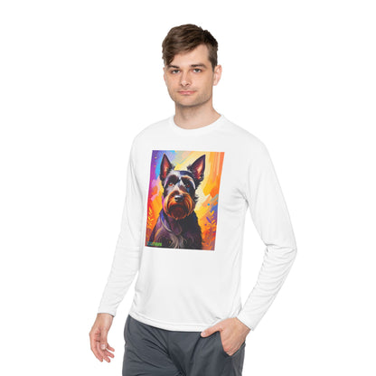 Pup Art Canvas Sport Long Sleeve Tee (Scottish Terrier)