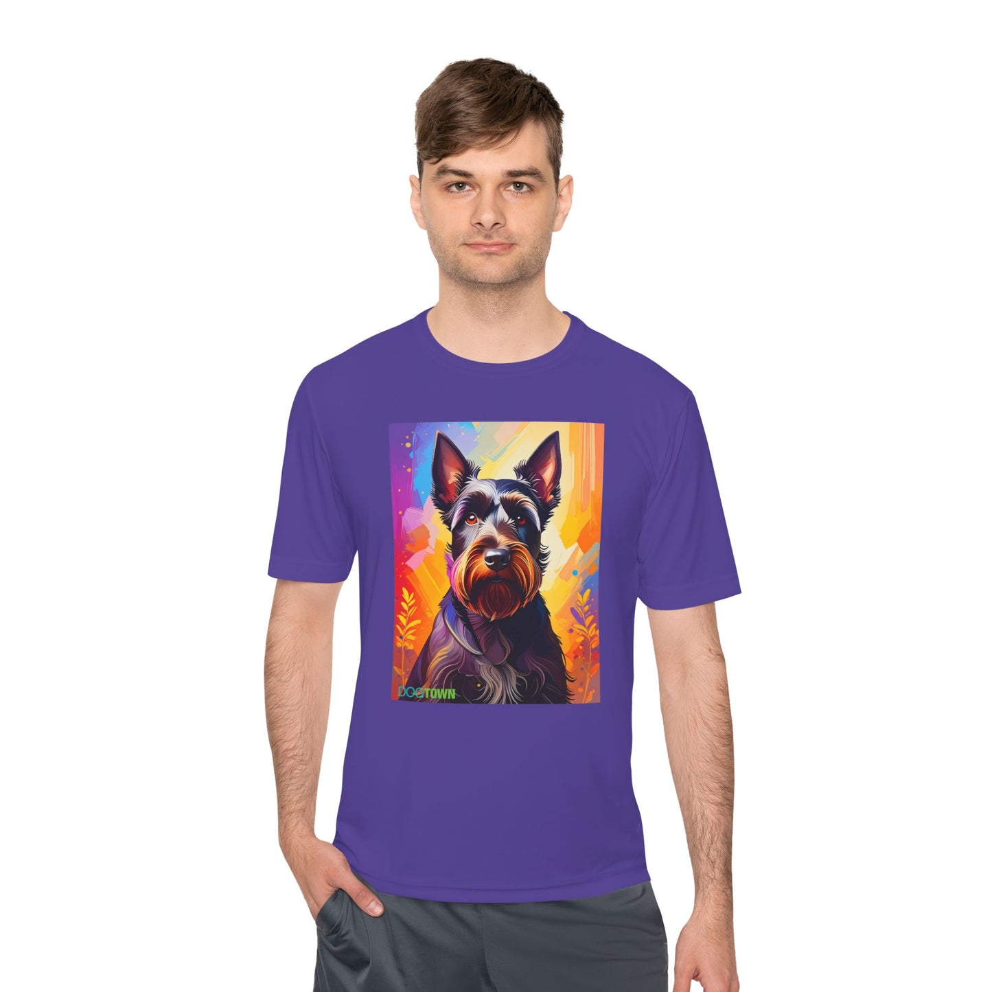 Pup Art Canvas Unisex Moisture Wicking Tee (Scottish Terrier)