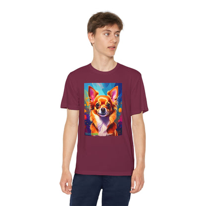 Pup Art Canvas - Kid's Sport Short Sleeve Tee (Chihuauha)