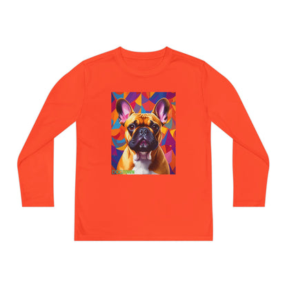 Pup Art Canvas - Kid's Sport Long Sleeve Tee (French Bulldog)