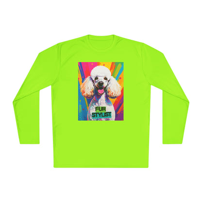 Dogtown Fur Stylist Groomer Long Sleeve Shirt (Colorful with White Poodle)