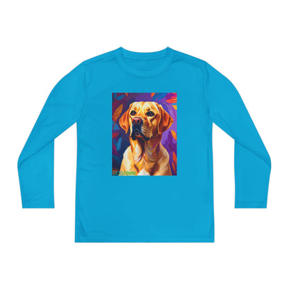 Pup Art Canvas - Kid's Sport Long Sleeve Tee (Yellow Lab)
