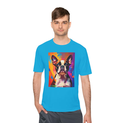 Pup Art Canvas Unisex Moisture Wicking Tee (Boston Terrier)