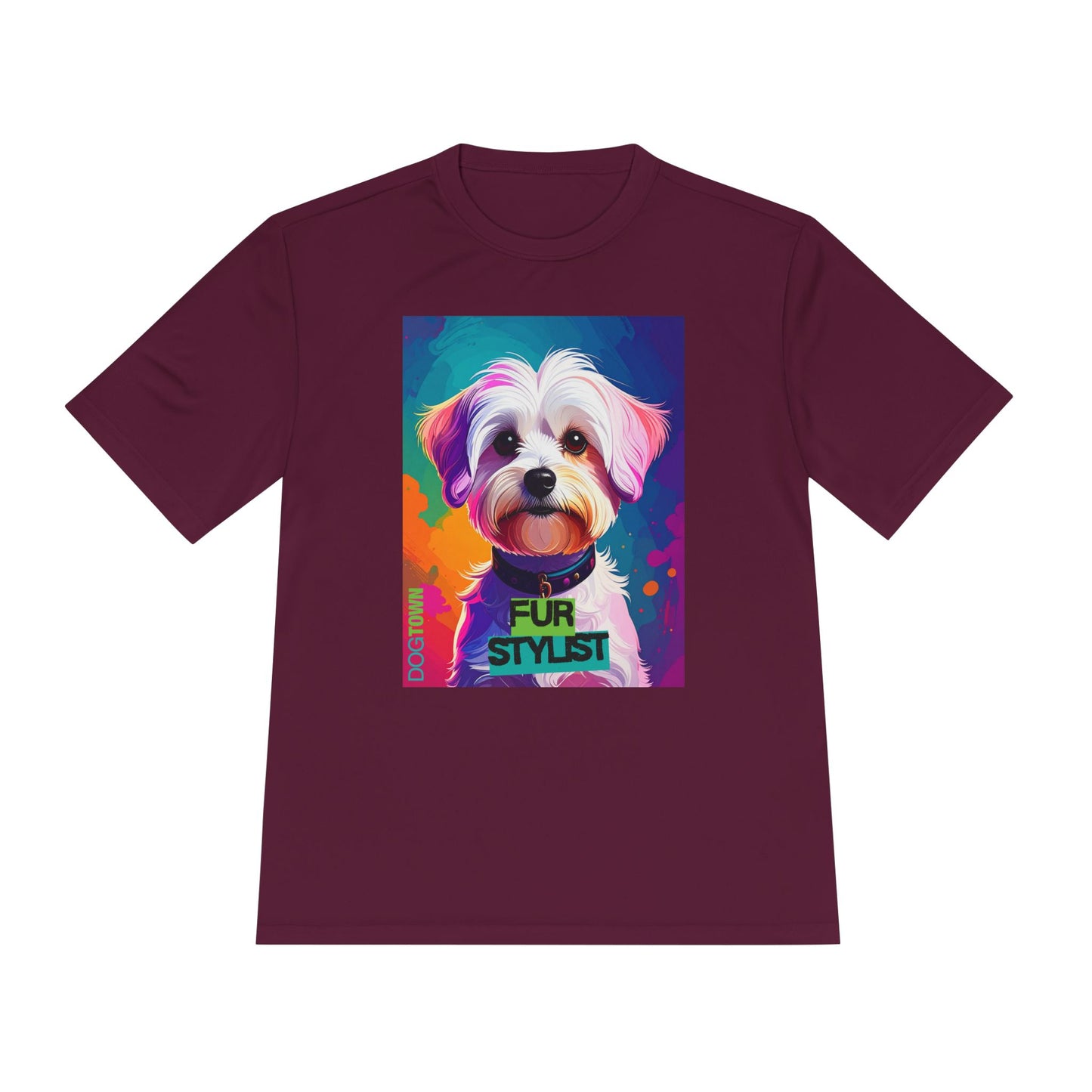 Dogtown Fur Stylist Groomer Shirt (Colorful with White Poodle)