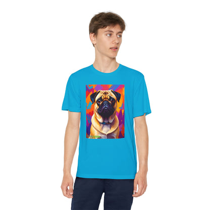 Pup Art Canvas - Kid's Sport Short Sleeve Tee (Pug)