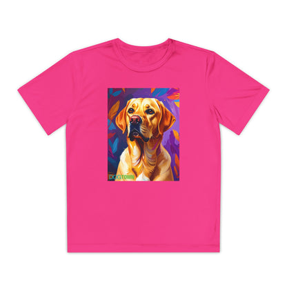 Pup Art Canvas - Kid's Sport Short Sleeve Tee (Yellow Lab)