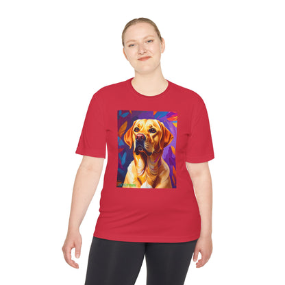 Pup Art Canvas Unisex Moisture Wicking Tee (Yellow Lab)