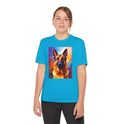 Pup Art Canvas - Kid's Sport Short Sleeve Tee (German Shepherd)