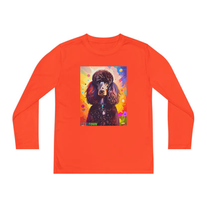 Pup Art Canvas - Kid's Sport Long Sleeve Tee (Standard Poodle)