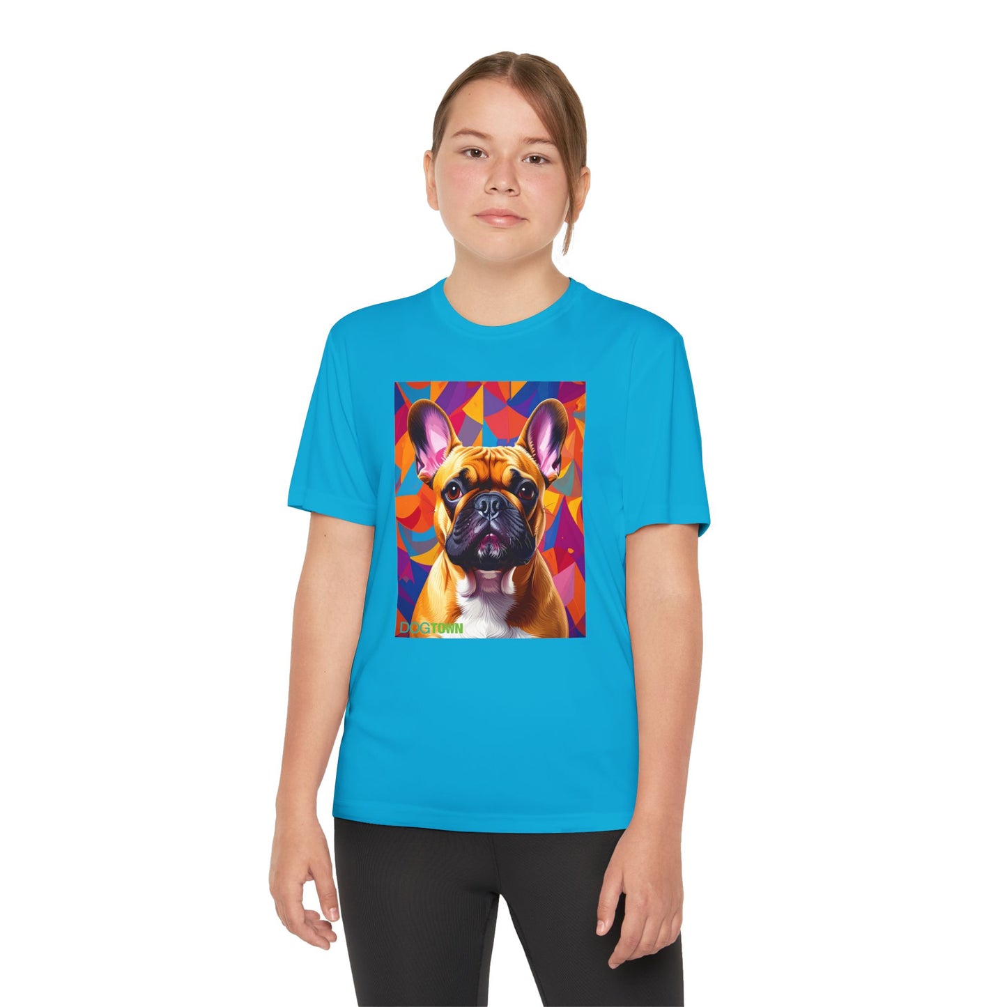 Pup Art Canvas - Kid's Sport Short Sleeve Tee (French Bulldog)