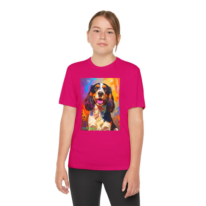 Pup Art Canvas - Kid's Sport Short Sleeve Tee (English Springer Spaniel)