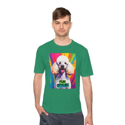 Dogtown Fur Stylist Groomer Short Sleeve Shirt (Colorful with White Poodle)