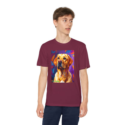 Pup Art Canvas - Kid's Sport Short Sleeve Tee (Yellow Lab)