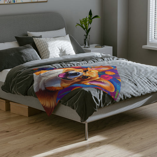 Dogtown Corgi Soft Microfiber Blanket