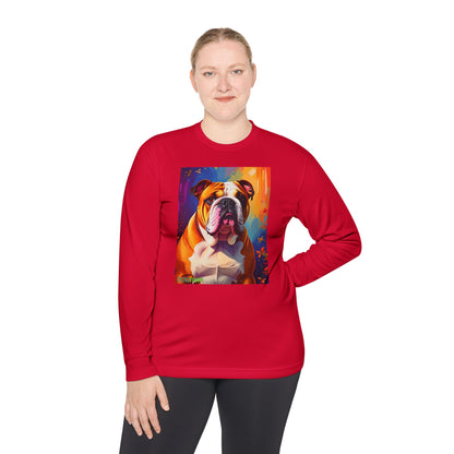 Pup Art Canvas Sport Long Sleeve Tee (English Bulldog)