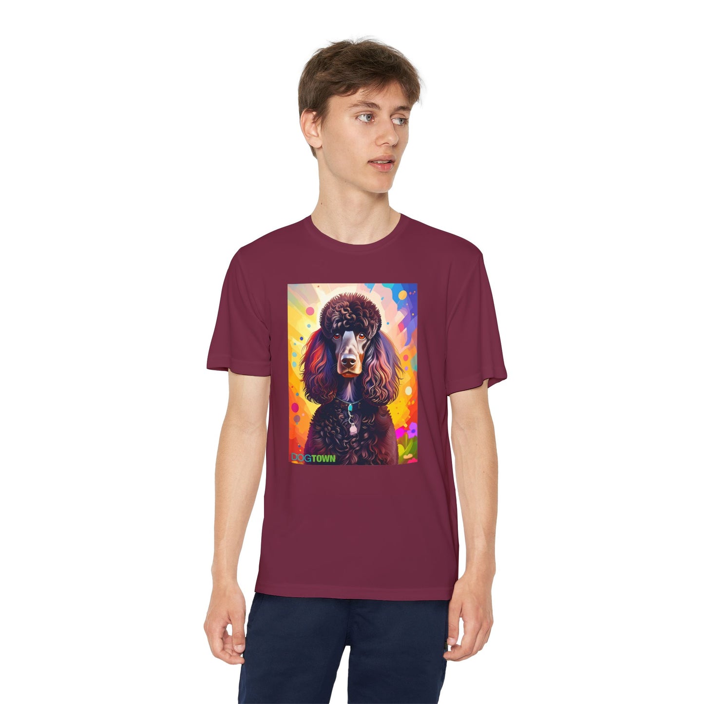 Pup Art Canvas - Kid's Sport Short Sleeve Tee (Standard Poodle)