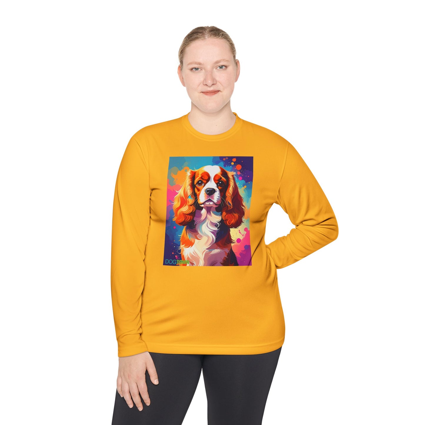 Pup Art Canvas Sport Long Sleeve Tee (Cavalier King Charles Spaniel)