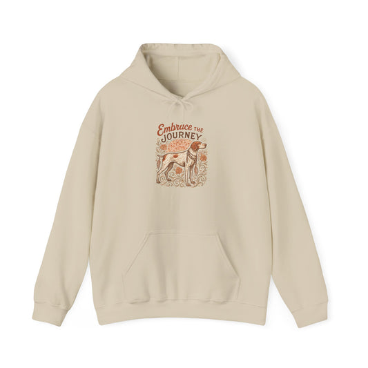 Dogtown Boho Revival "Embrace the Journey" Unisex Heavy Blend™ Hooded Sweatshirt (German Shorthaired Pointer)
