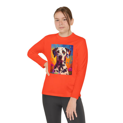 Pup Art Canvas - Kid's Sport Long Sleeve Tee (Dalmatian)