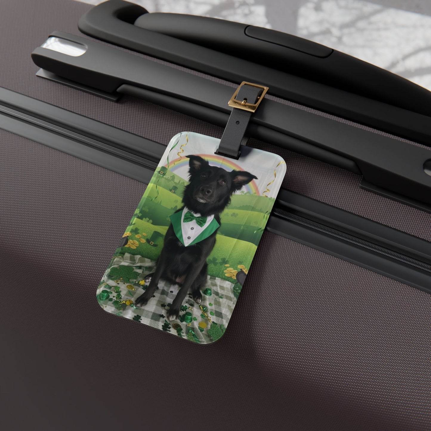 Luna - St. Patrick's Day Dog Luggage Tag