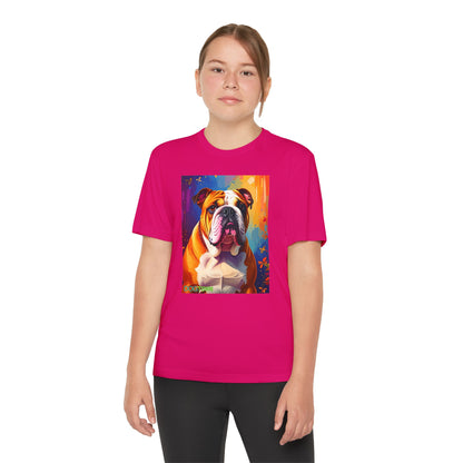 Pup Art Canvas - Kid's Sport Short Sleeve Tee (English Bulldog)