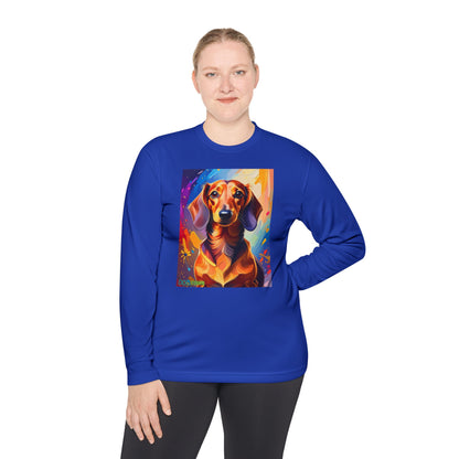 Pup Art Canvas Sport Long Sleeve Tee (Dachshund)