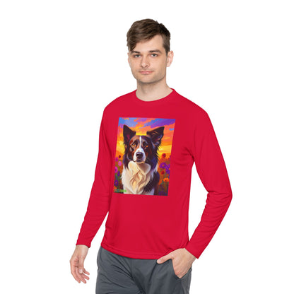 Pup Art Canvas Sport Long Sleeve Tee (Border Collie)
