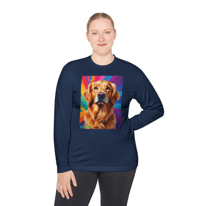 Pup Art Canvas Sport Long Sleeve Tee (Golden Retriever)