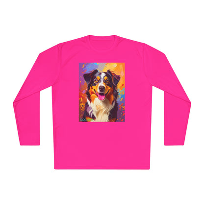 Pup Art Canvas Sport Long Sleeve Tee (Australian Shepherd)