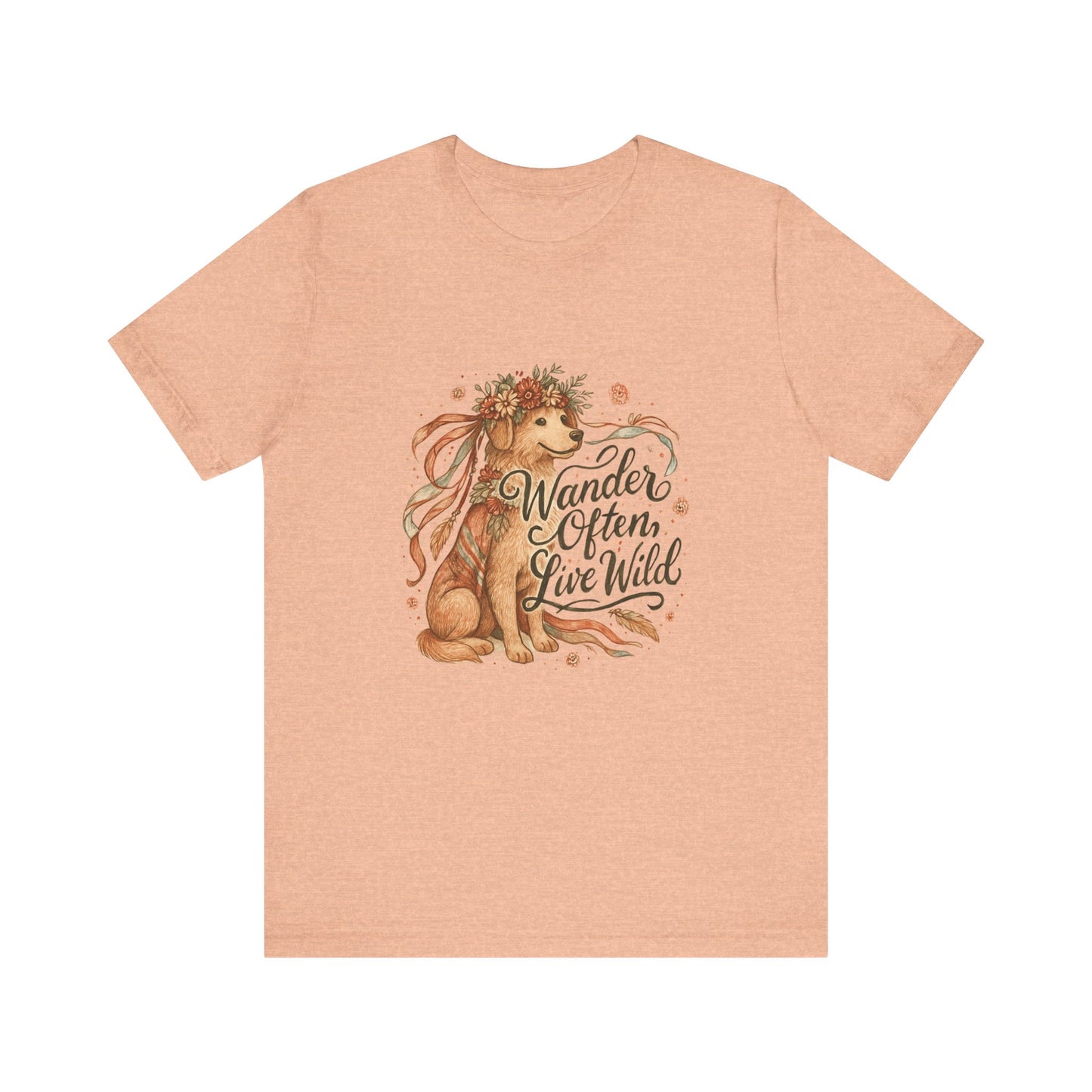 Dogtown Boho Revival "Wander Often, Live Wild" Unisex Jersey Tee (Golden Retriever)