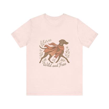 Dogtown Boho Revival "Wild and Free" Unisex Jersey Short Sleeve Tee (Weimaraner)
