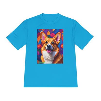 Pup Art Canvas Unisex Moisture Wicking Tee (Corgi)