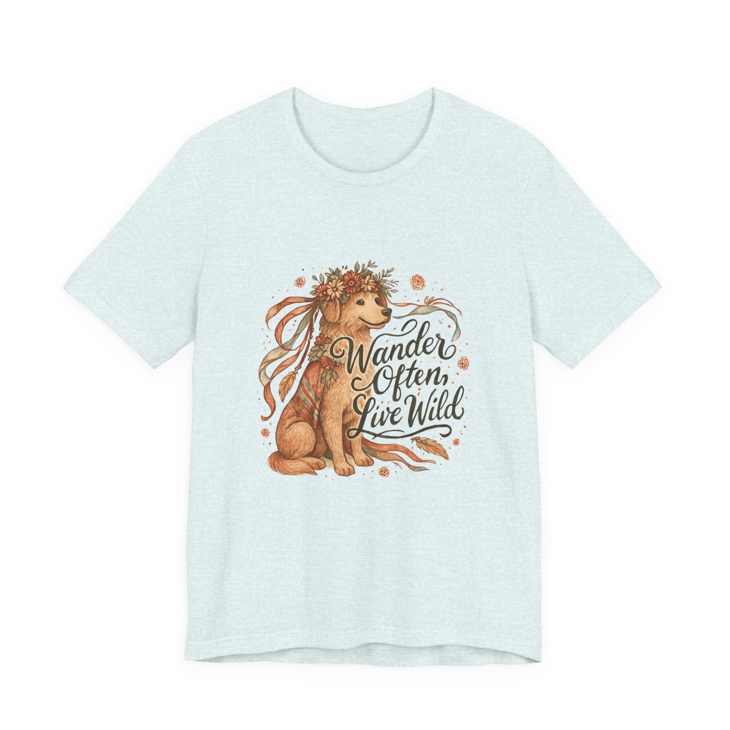 Dogtown Boho Revival "Wander Often, Live Wild" Unisex Jersey Tee (Golden Retriever)