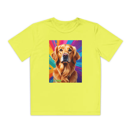Pup Art Canvas - Kid's Sport Short Sleeve Tee (Golden Retriever)