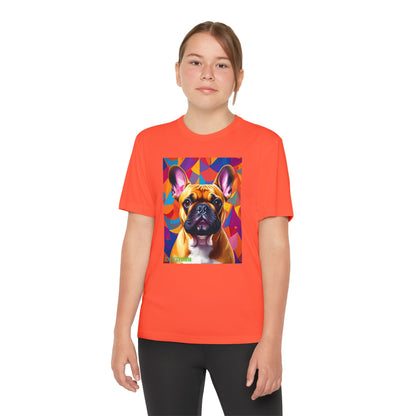 Pup Art Canvas - Kid's Sport Short Sleeve Tee (French Bulldog)