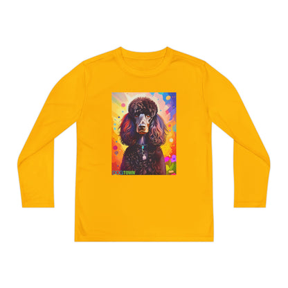 Pup Art Canvas - Kid's Sport Long Sleeve Tee (Standard Poodle)