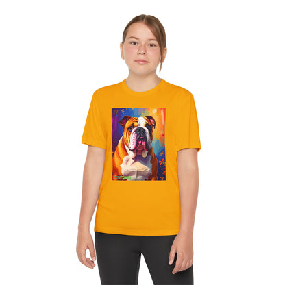 Pup Art Canvas - Kid's Sport Short Sleeve Tee (English Bulldog)