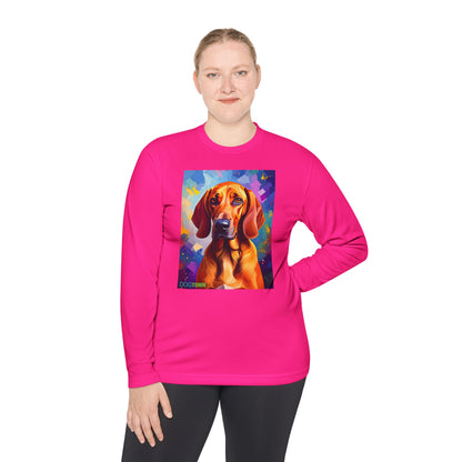 Pup Art Canvas Sport Long Sleeve Tee (Redbone Coonhound)