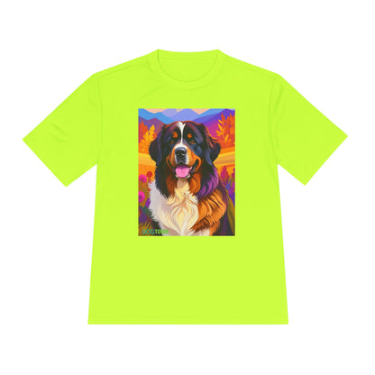 Pup Art Canvas Unisex Moisture Wicking Tee (Bernese Mountain Dog)