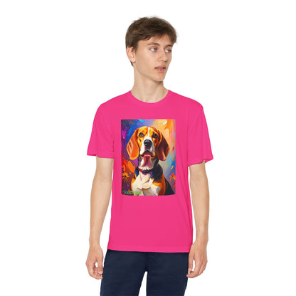Pup Art Canvas - Kid's Sport Short Sleeve Tee (Beagle)