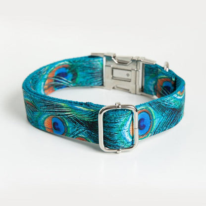Premium Peacock Design Dog Collar With Zinc Alloy Buckle - Perfect For Big Dogs