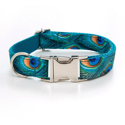 Premium Peacock Design Dog Collar With Zinc Alloy Buckle - Perfect For Big Dogs