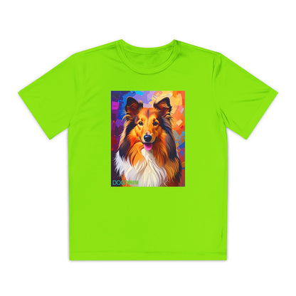 Pup Art Canvas - Kid's Sport Short Sleeve Tee (Sheltie - Shetland Sheepdog)