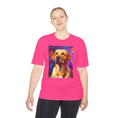 Pup Art Canvas Unisex Moisture Wicking Tee (Yellow Lab)