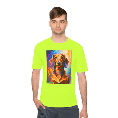 Pup Art Canvas Unisex Moisture Wicking Tee (Dachshund)