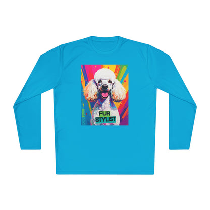 Dogtown Fur Stylist Groomer Long Sleeve Shirt (Colorful with White Poodle)
